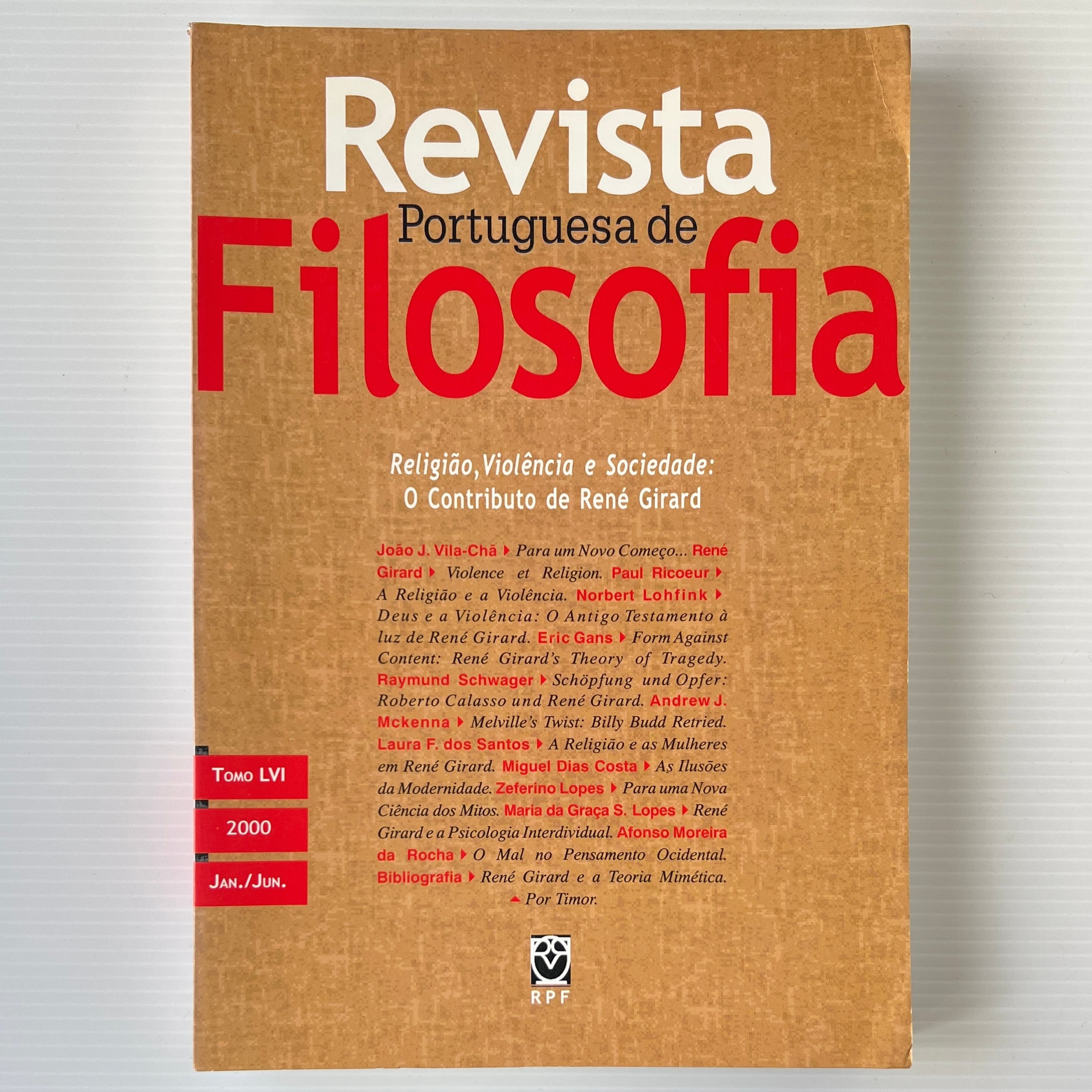 Revista Portuguesa de Filosofia 2000,V.56,N.1-2 :Religião, Violência e Sociedade
