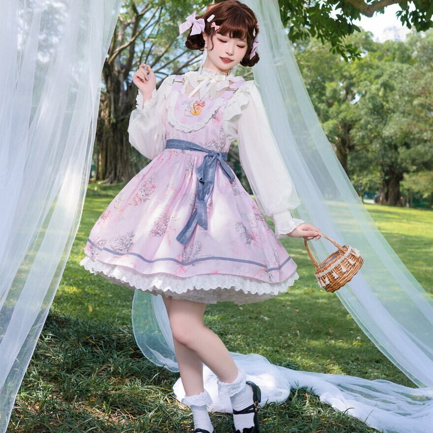 スイートロリータ JSK うさぎ 花柄 プリント ガーリー おしゃれ増し