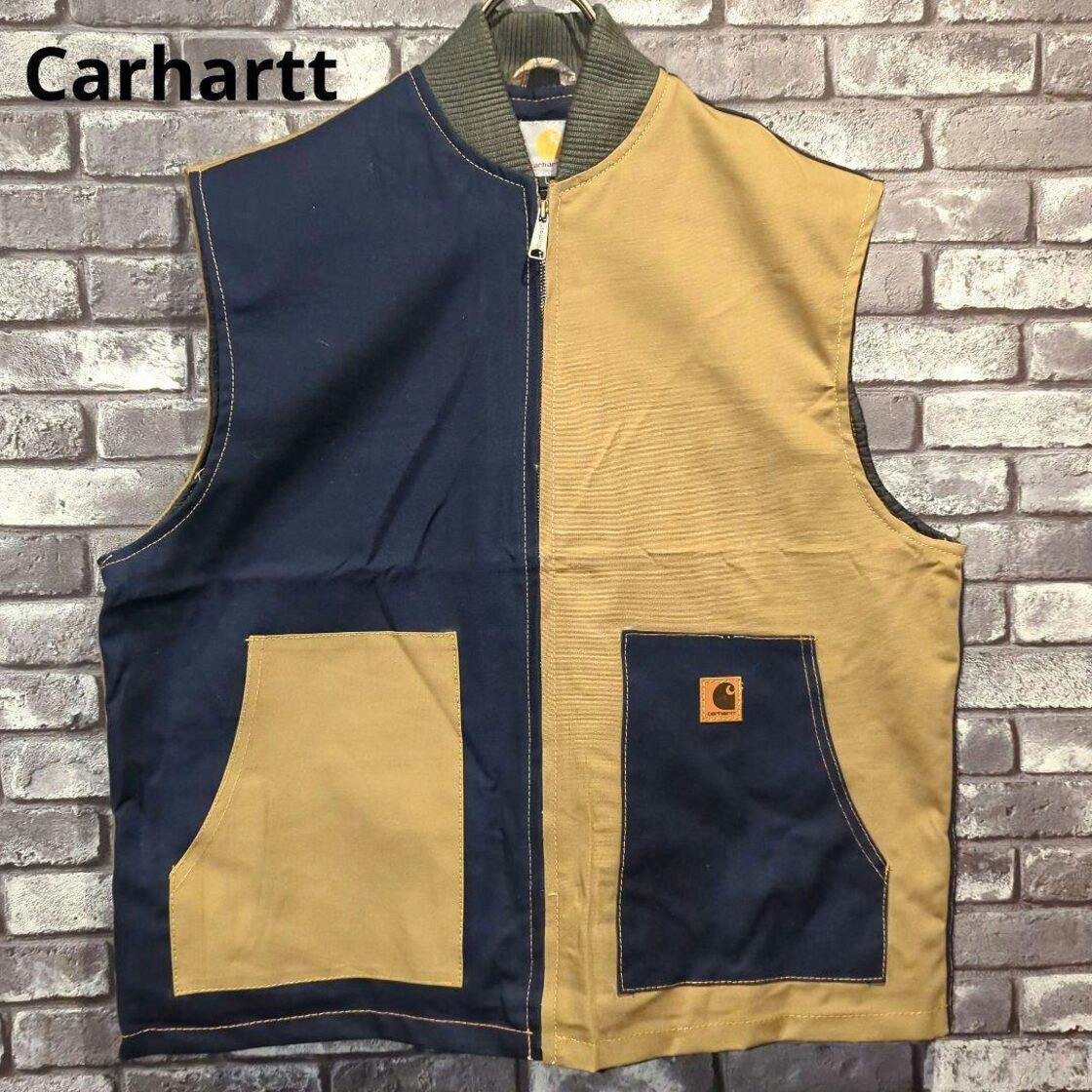 Carharttカーハート ベスト キルティングジャケット カーキ リメイク 
