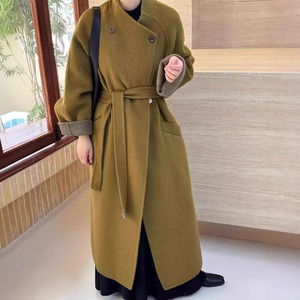 BOTTLE NECK ELEGANT LONG WOOL COAT 3colors M-15443