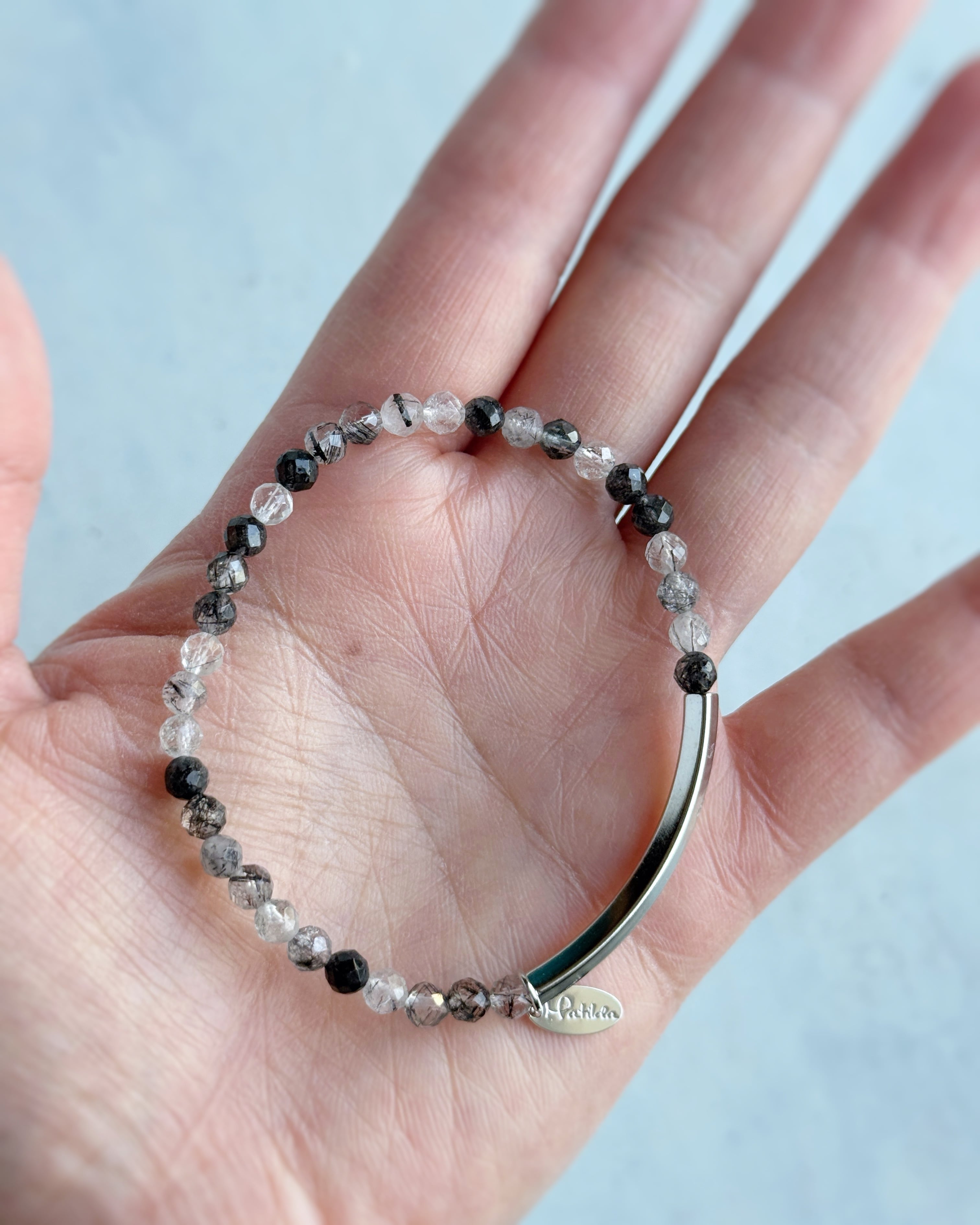 Tube & stone bracelet(ブラックトルマリンインクォーツ)