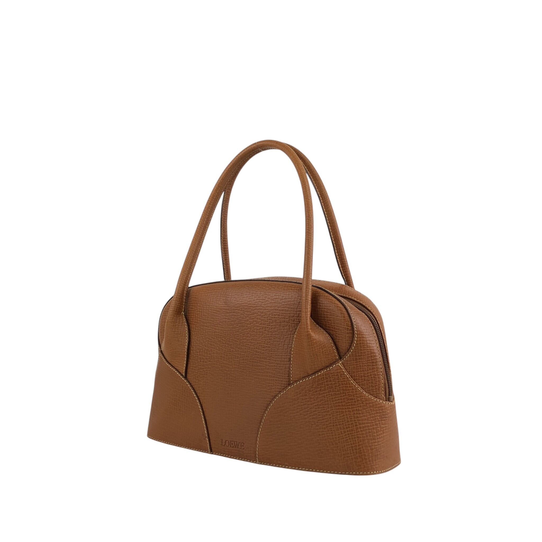 ロエベ LOEWE ボストンバッグ オールレザー ブラウン ロエベ LOEWE ボストンバッグ ブラウン レザー ハンドバッグ 美品本物
