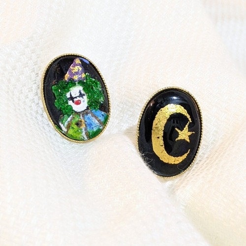 Pierrot and Moon Star -vintage earrings-