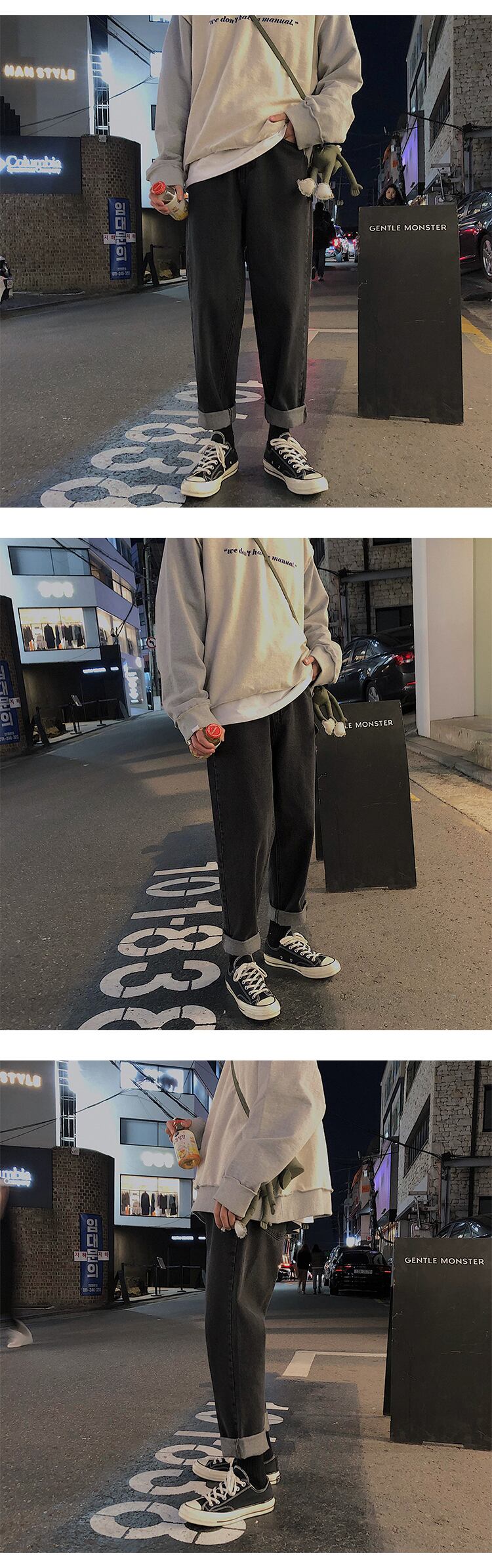 全1色 デニム パンツ ストレート カジュアル シンプル 無地