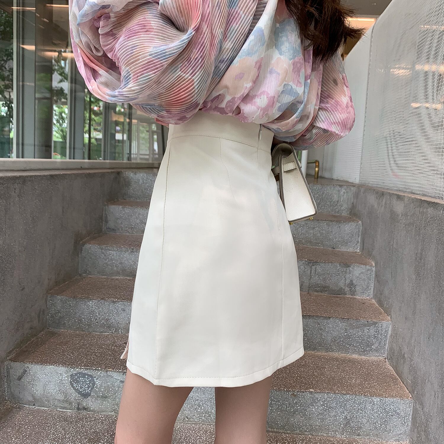 ハイウェストウェスト薄手Aラインスカート 6Du_Shop_Women49941818452