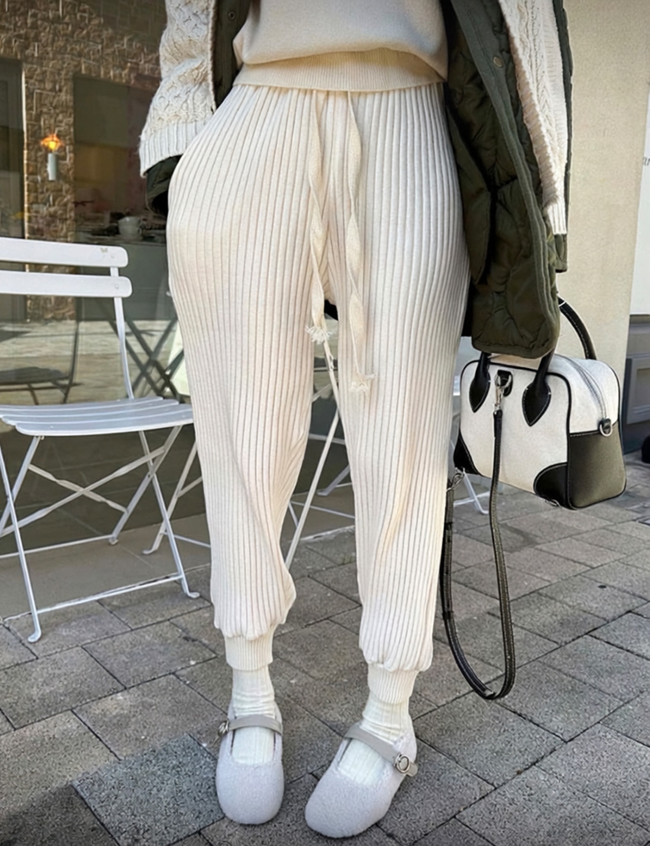 【新作5%OFF・3日間】Chunky Rib-knit Joggers_2colors