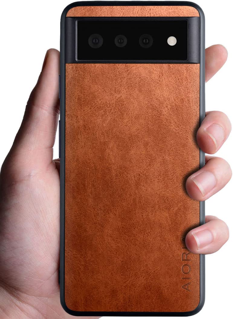 Aioria スマホケース for Google Pixel 6 5G 互換性あり 6.4"スタイリッシュで美しく耐久性のある スマホケース高級に保護 (Brown)