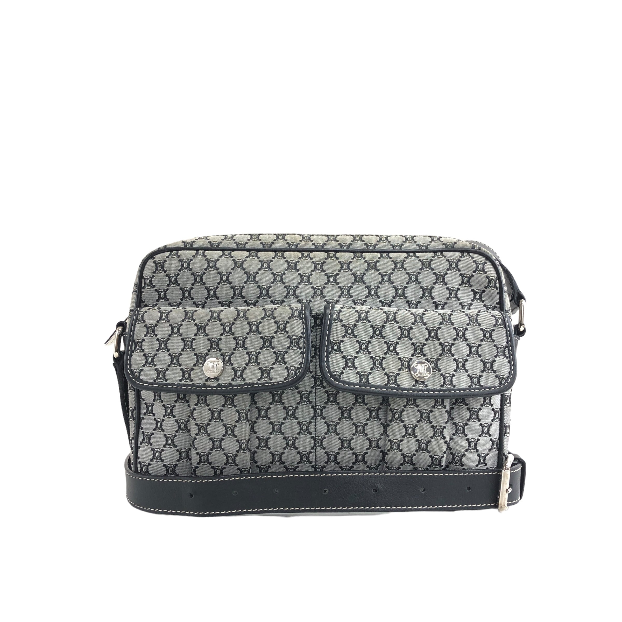 CELINE セリーヌ マカダム ショルダーバッグ ブラック キャンバス