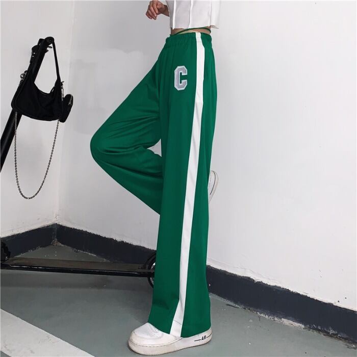 スプリングサマーハイウェストウェストワイドレッグパンツ ルーズストライプカジュアル 春物 夏物 ワイドパンツ ケッペル22314199323