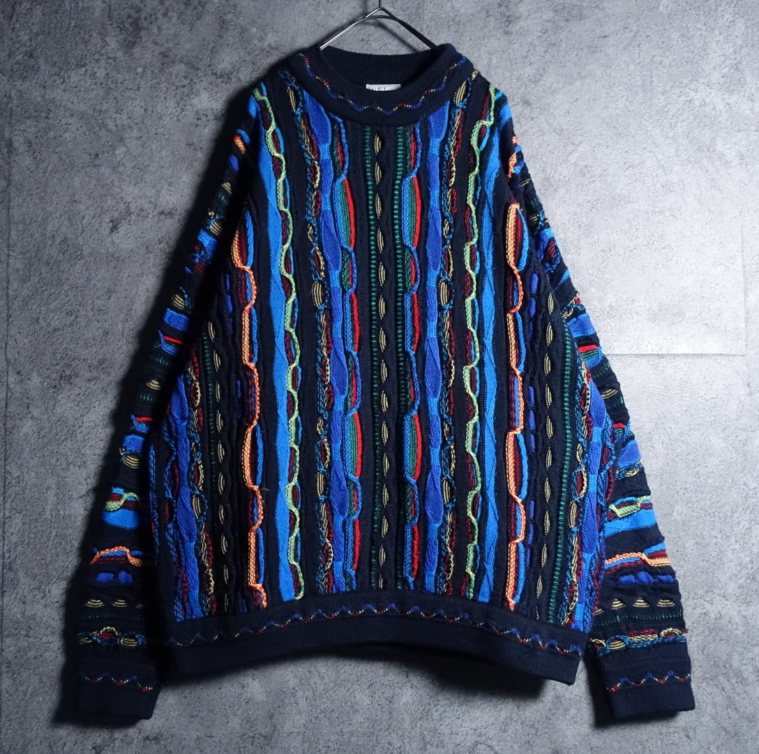 90s “purely Australian”Multicolor 3D Pattern Design Knit
