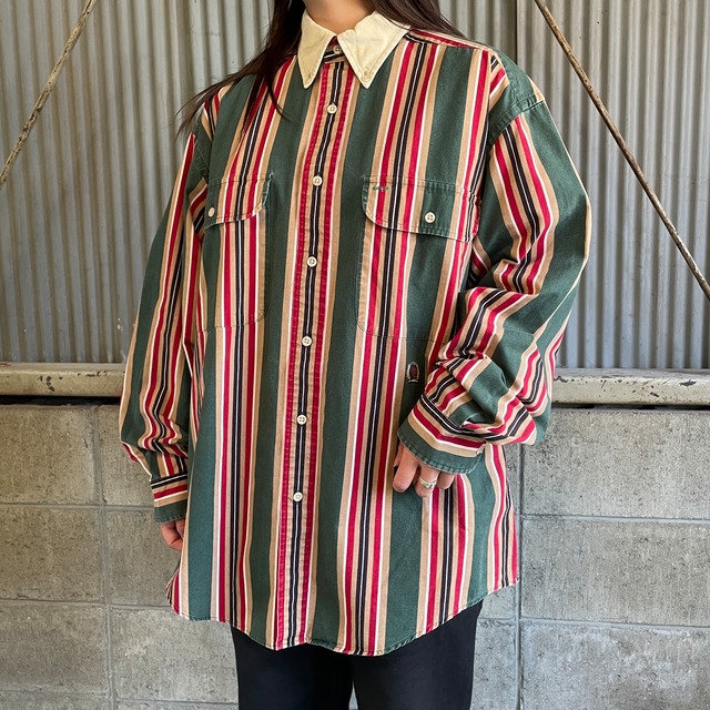 90年代 TOMMY HILFIGER トミーヒルフィガー 長袖 マルチストライプ 