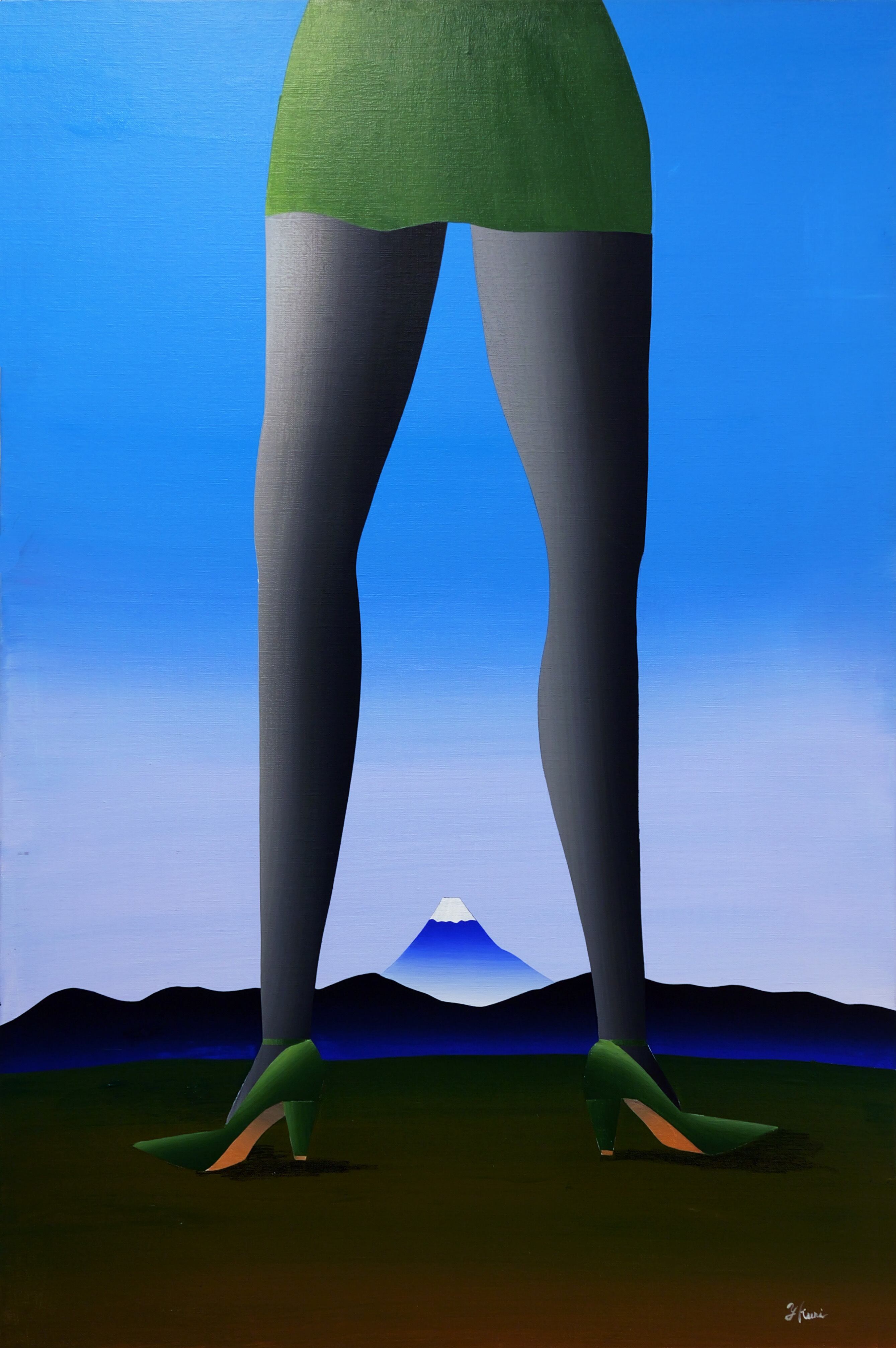 久里洋二作品 / アクリル画 / 「富士山」/ 額付き | VIVANT ART