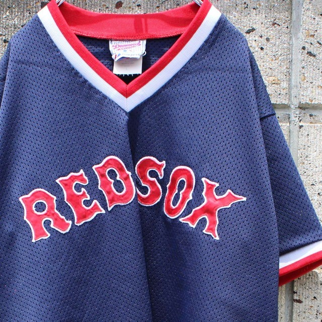 【Lサイズ】USA製 90s ボストン レッドソックス DIAMOND COLLECTION 古着 プルゲームシャツ