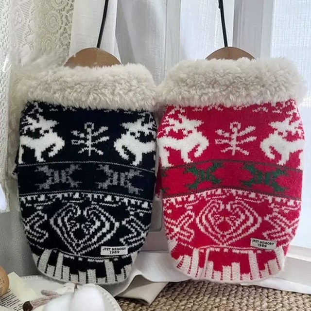 【海外ハンドメイド】ノルディック柄カーディガンセーター　犬服　　01356