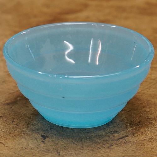 3034G4 青ガラス プレス 小鉢 食器 ブルー アンティーク ヴィンテージ 昭和レトロ