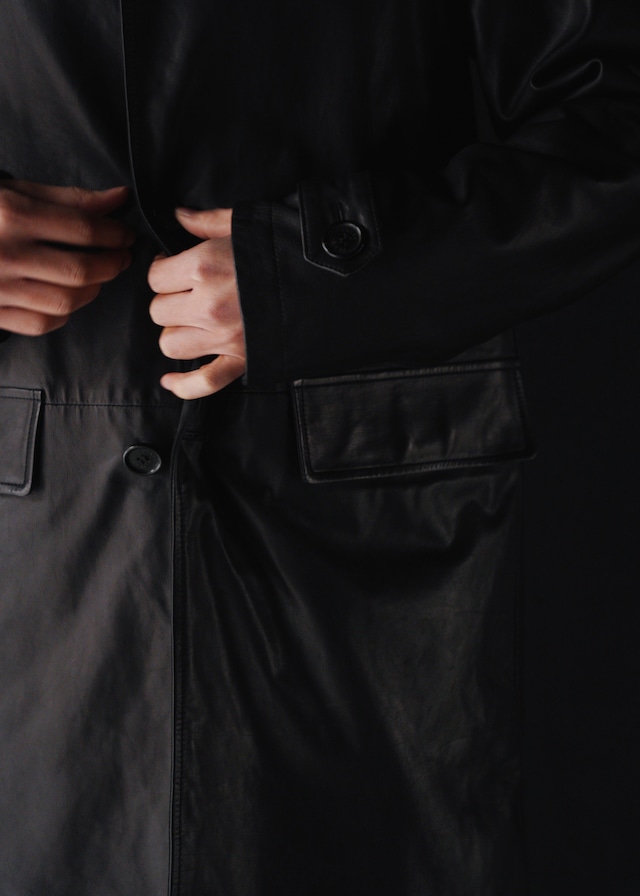 PRADA reversible leather balmacaan coat