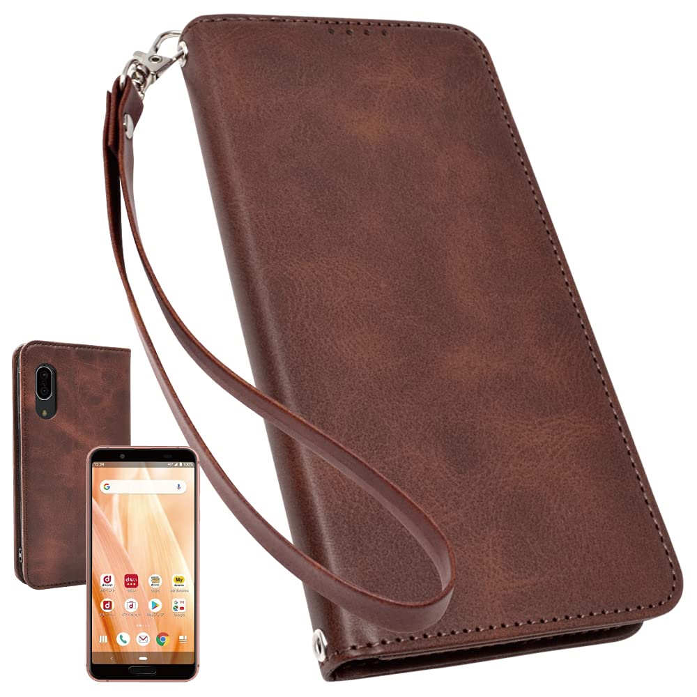 シズカウィル AQUOS sense3 / センス3 lite/basic 用 手帳型 ケース 本革調 ダークブラウン 1個入り