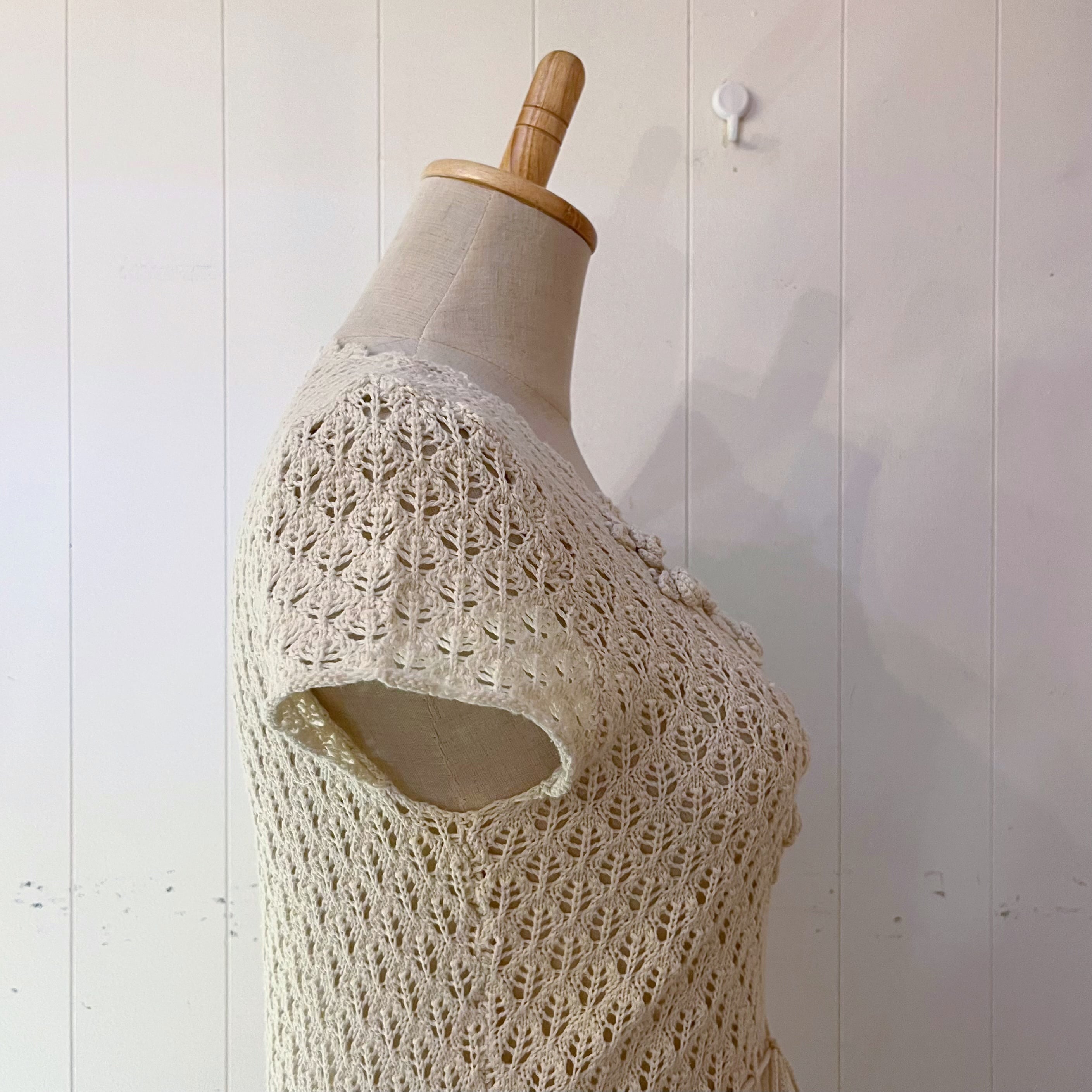 flower motif crochet knit cardigan