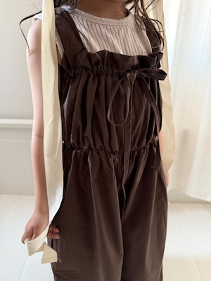 【即納】gather wide jumpsuit brown 100 / milou's select