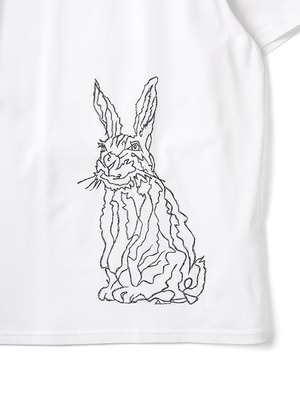 RABBIT EMBROIDERY S/S CUT & SEW (WHITE)