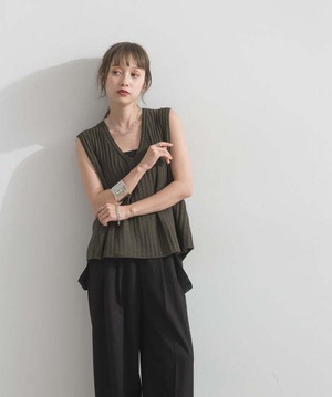 2603008 リブニットノースリーブトップス khaki