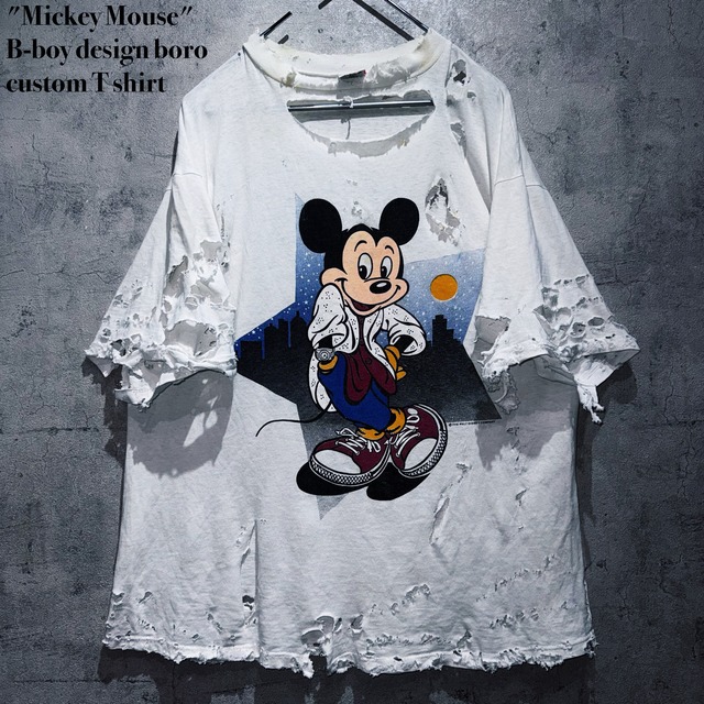"Mickey Mouse"B-boy design boro custom T shirt