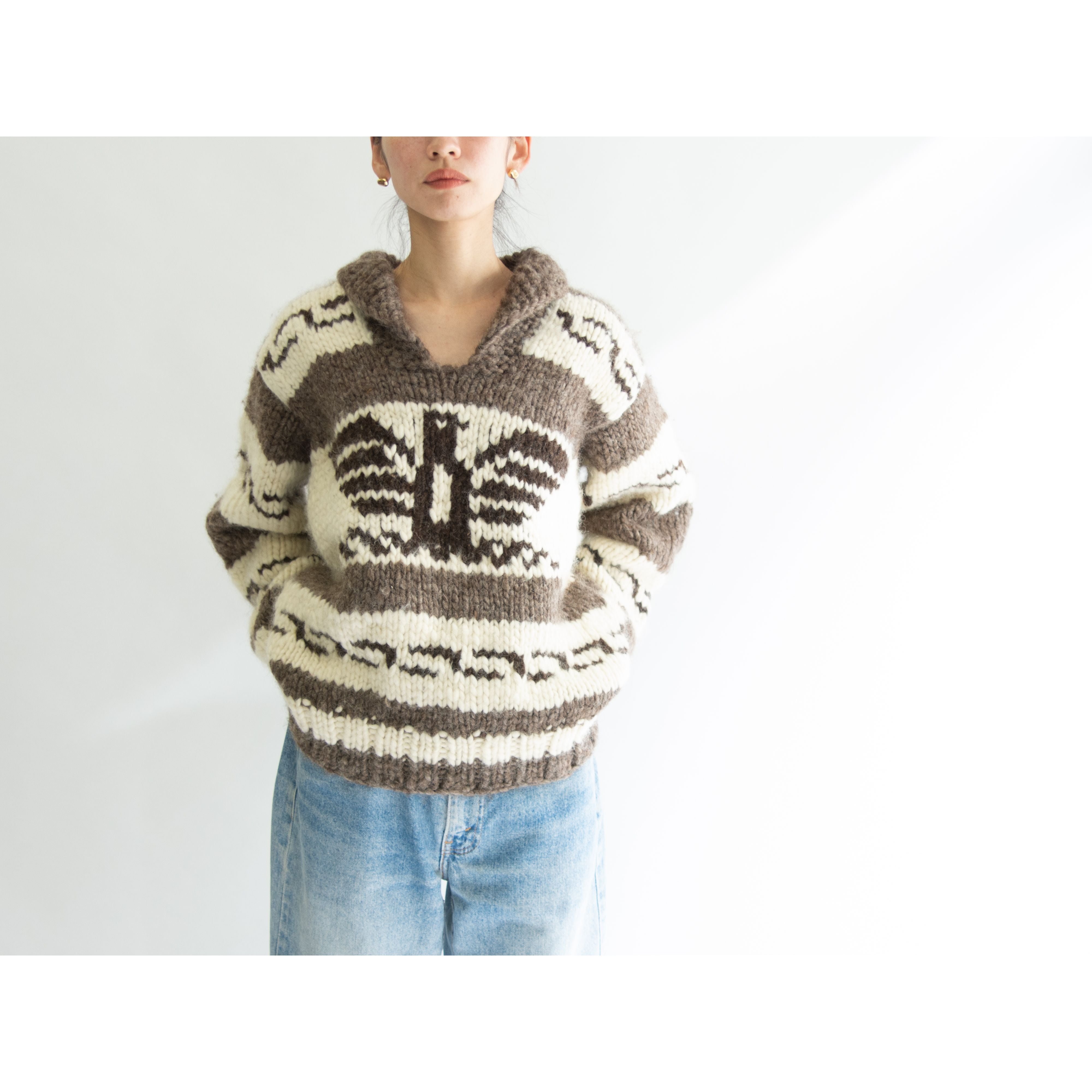 COWICHAN INDIAN】90's Cowichan pullover sweater 