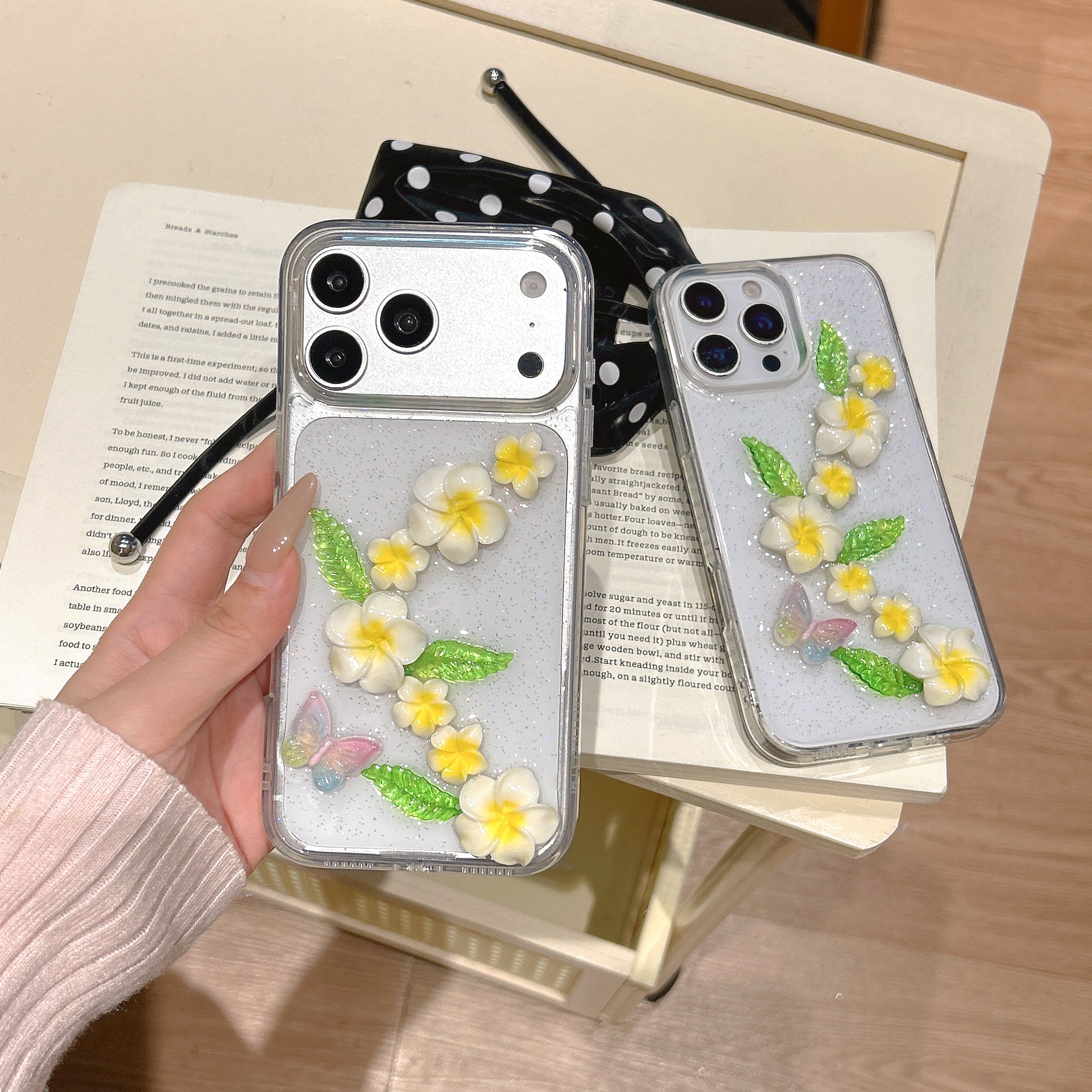 クリアケース iphone 17 16 15 14 13 12 スマホケース 立体 フラワー