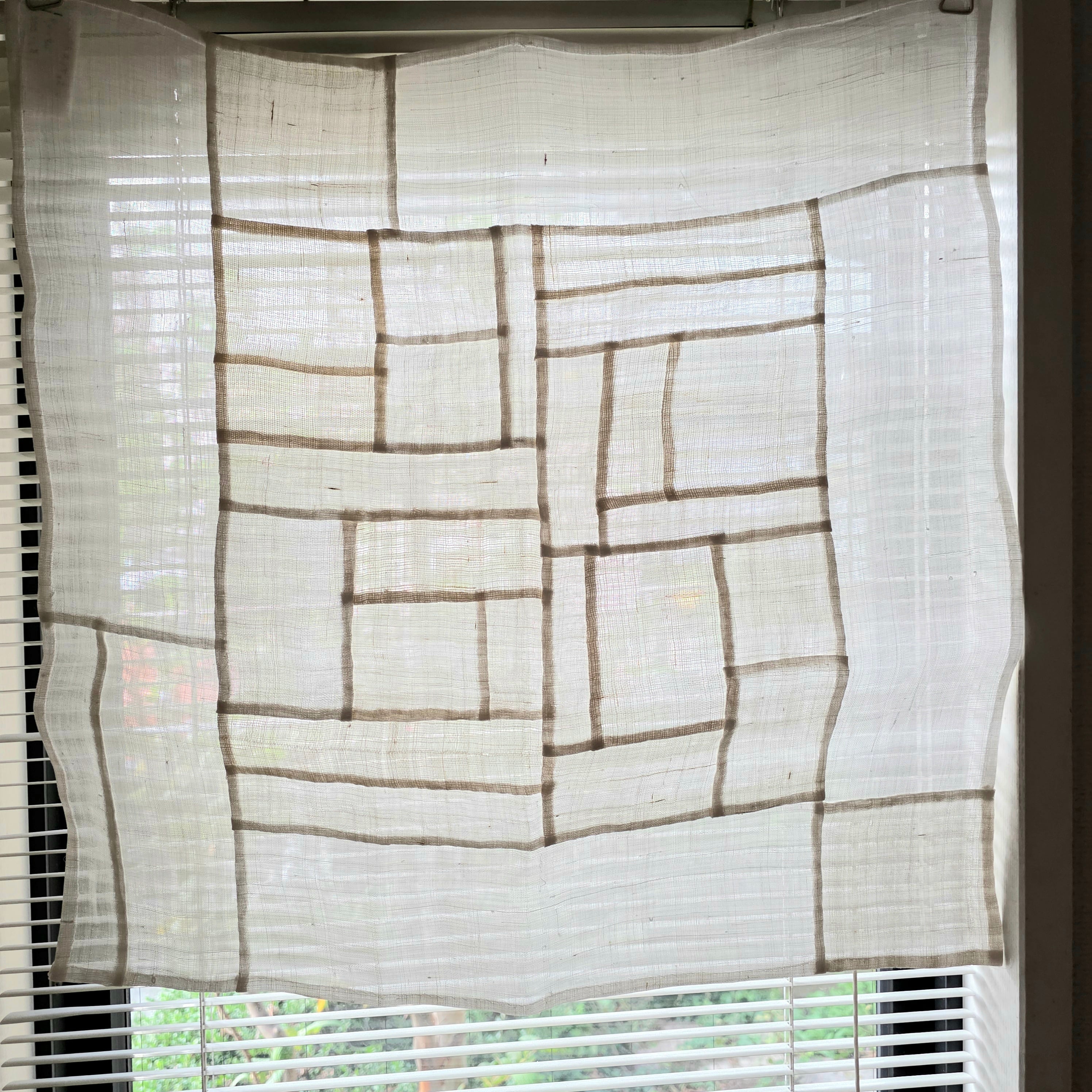 韓国ポジャギ ブラウンミニポジャギ モシ 手縫い 韓国伝統工芸品 小窓