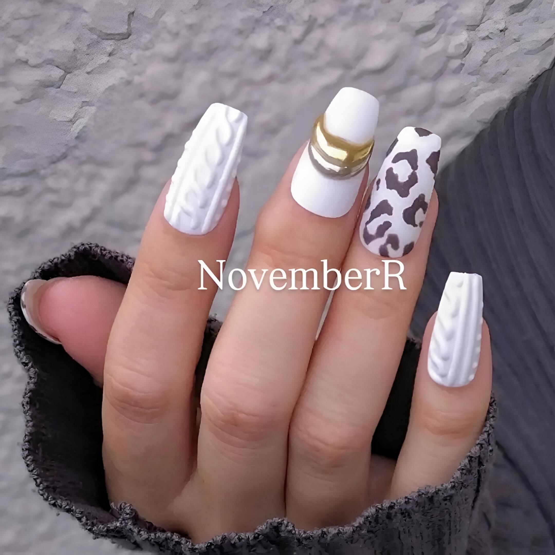 LA613☆レオパード×ニットネイルチップ | NovemberR 〰️ネイルチップ