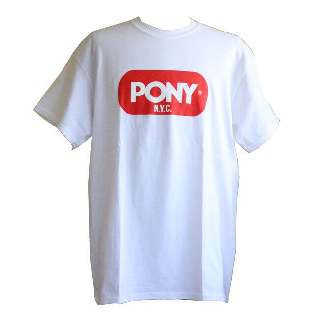 Tシャツ ポニー柄カジュアル半袖Tシャツ PONY(ポニー)半袖Tシャツ ホワイト 白色 胸ロゴ S.M.L.XL4