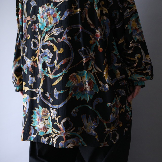 flower motif beautiful coloring art pattern fry-front over silhouette shirt