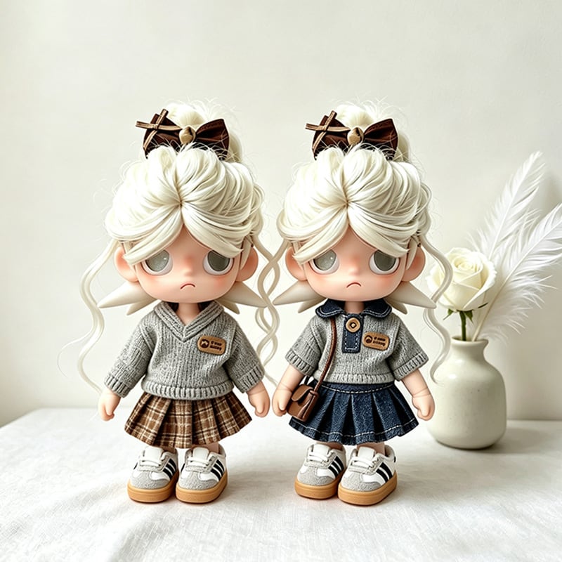Zsiga&1/8ぬいぐるみ用 秋 トップス+スカート+リボンヘアアクセサリー+