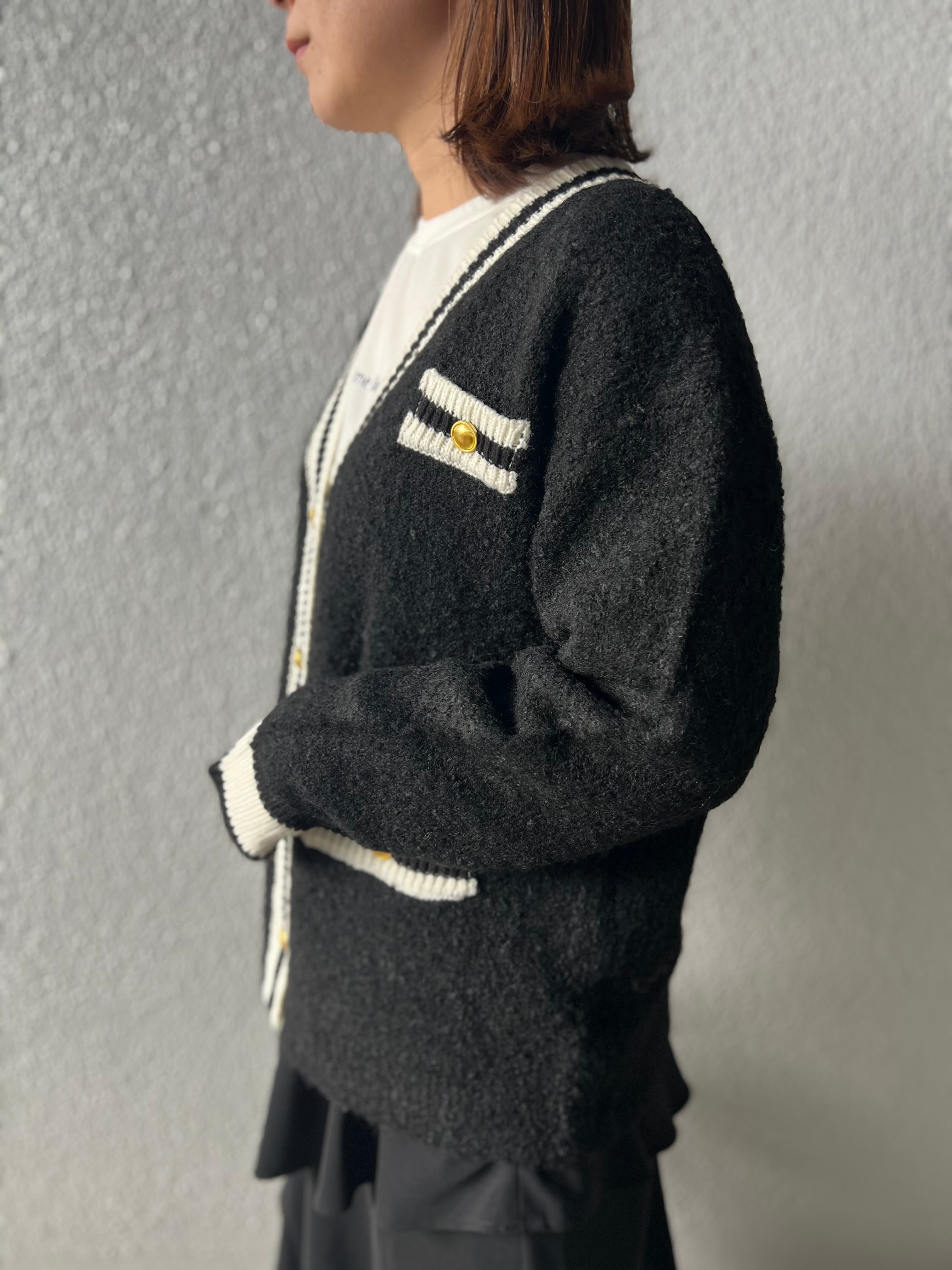 【DOS DIOSAS】ゴールドボタンポケット付きカーディガン D8632