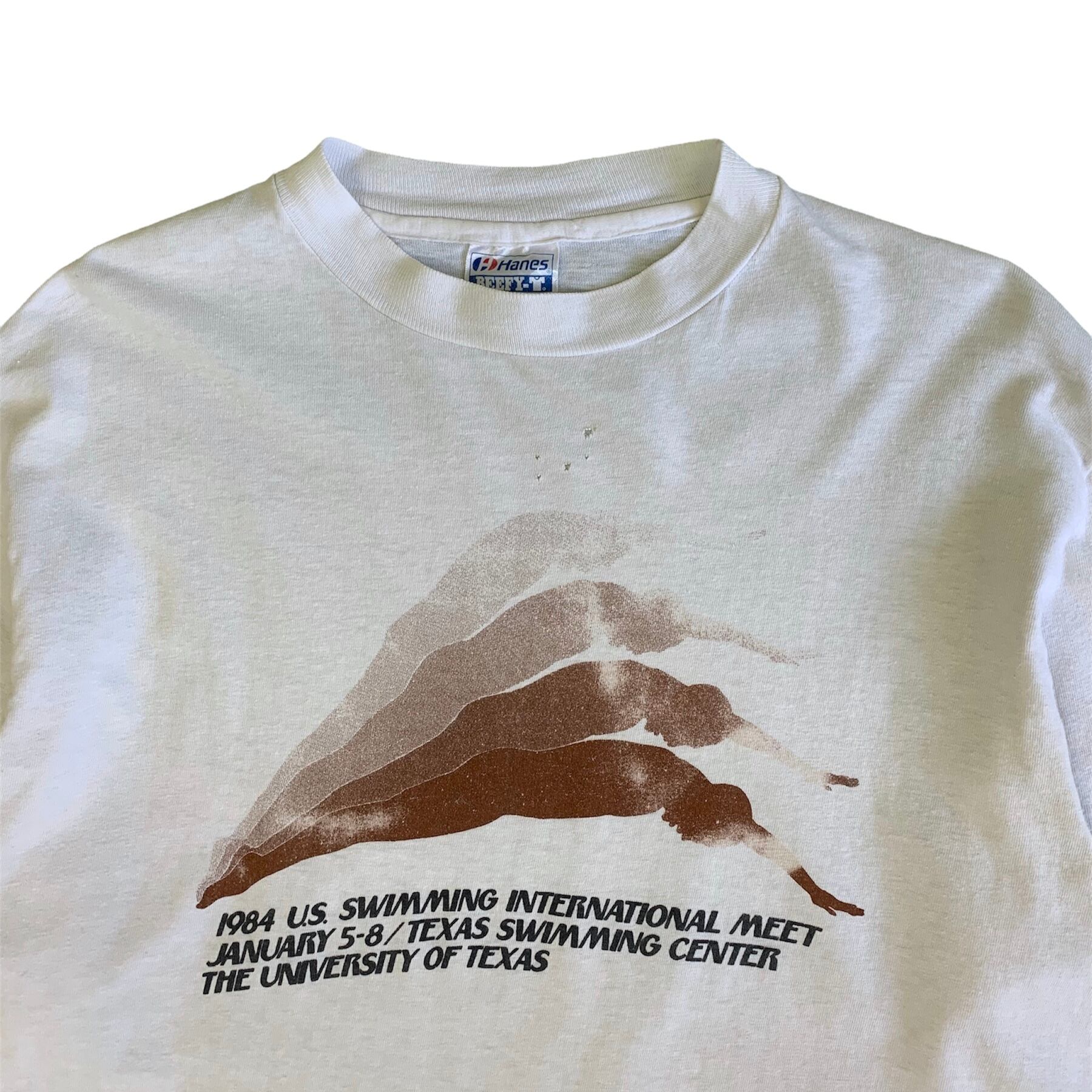 1060. 1980's swimming meet l/s tee ホワイト プリント Tシャツ 長袖 ...