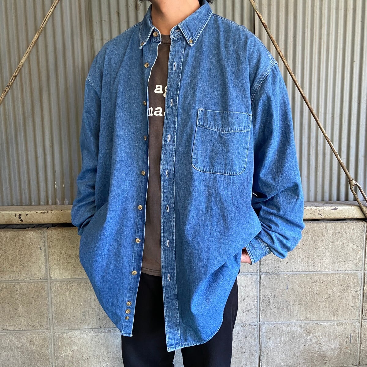 90s Eddie Bauer DENIM エディーバウアー デニムシャツ M