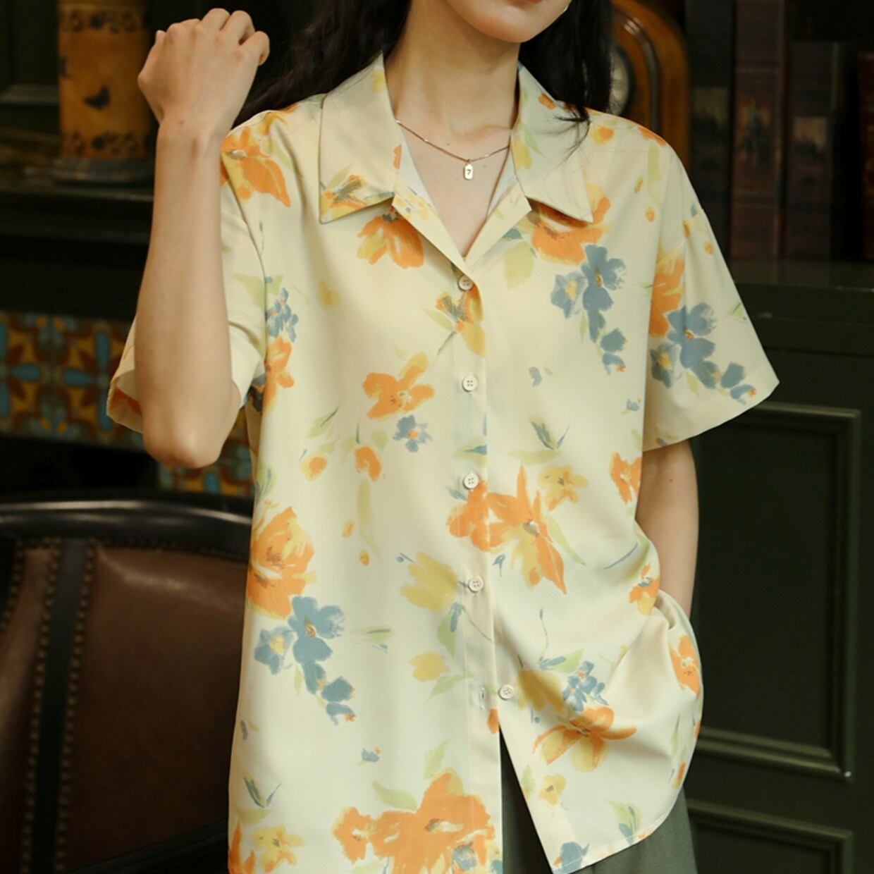 レトロプリントシャツ【G3886】