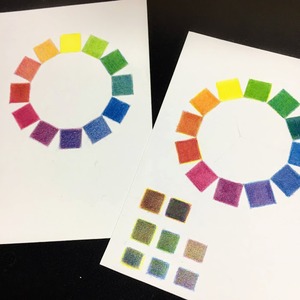【教室】6月　三原色の色鉛筆で色相環作り（オンライン）