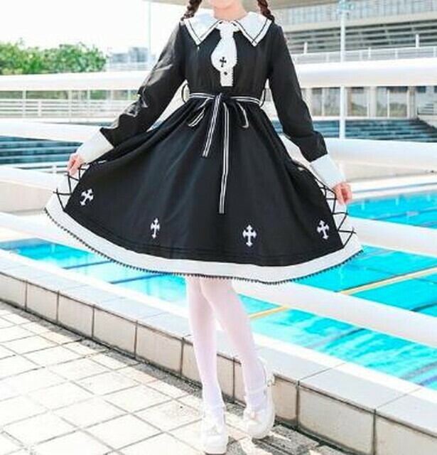 ゴスロリ コスチューム 女学校 コスプレ ロリータ 服 ワンピース アニメ メイド ゴシック コスプレ衣装 大人 ロリィタ ロリータコスプレ ドレス ゴシック ロリータ 病み可愛い Seasonz