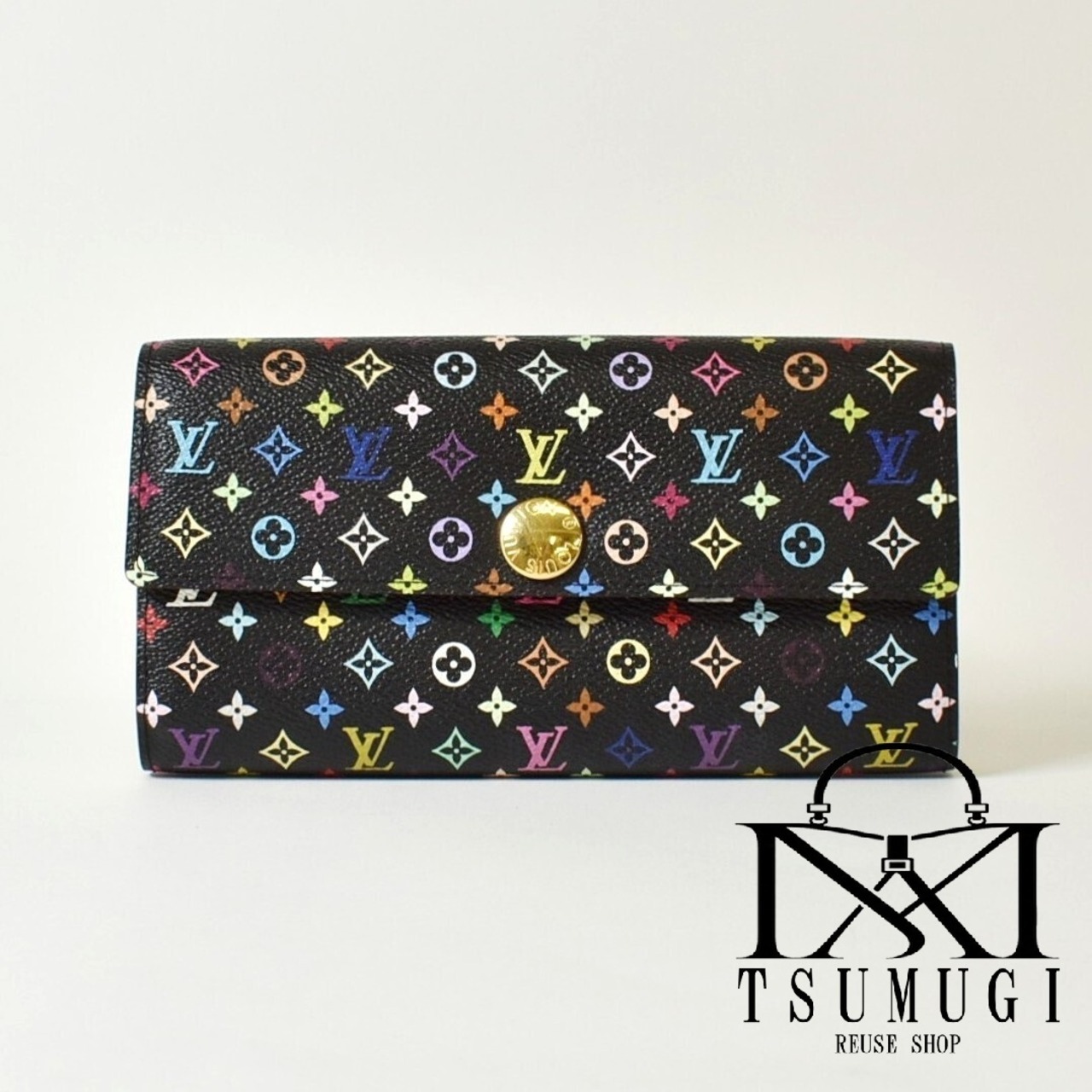 LOUIS VUITTON ルイヴィトン マルチカラー ポルトフォイユ サラ 長財布 ウォレット M93748 ノワール×ピスタッシュ