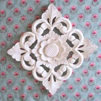 ブロックプリント生地【50cm単位】インド綿  片耳デザイン付き 小花柄 グリーン×ピンク #54710-GR1