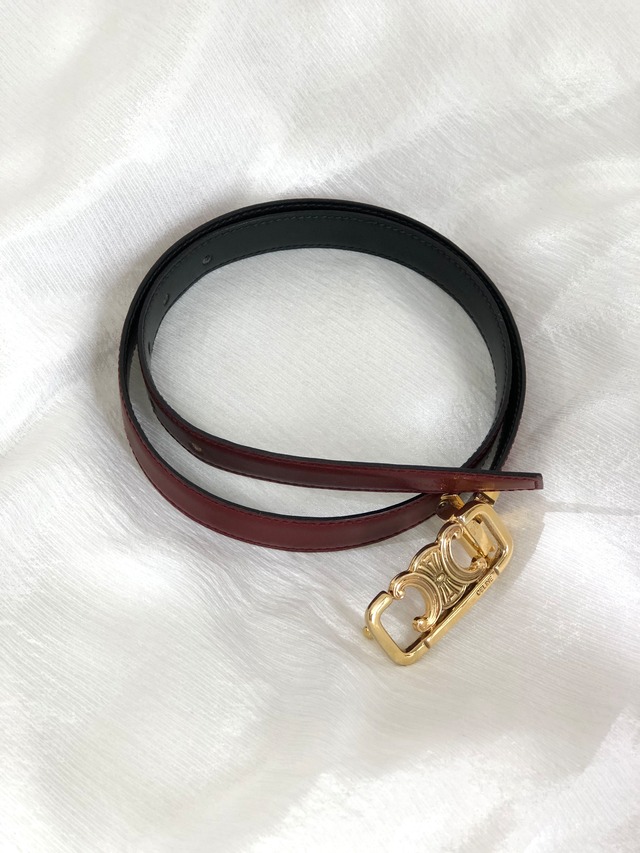 CELINE セリーヌ リバーシブル トリオンフ   ベルト ブラック レッド vintage ヴィンテージ オールド mmhjnt