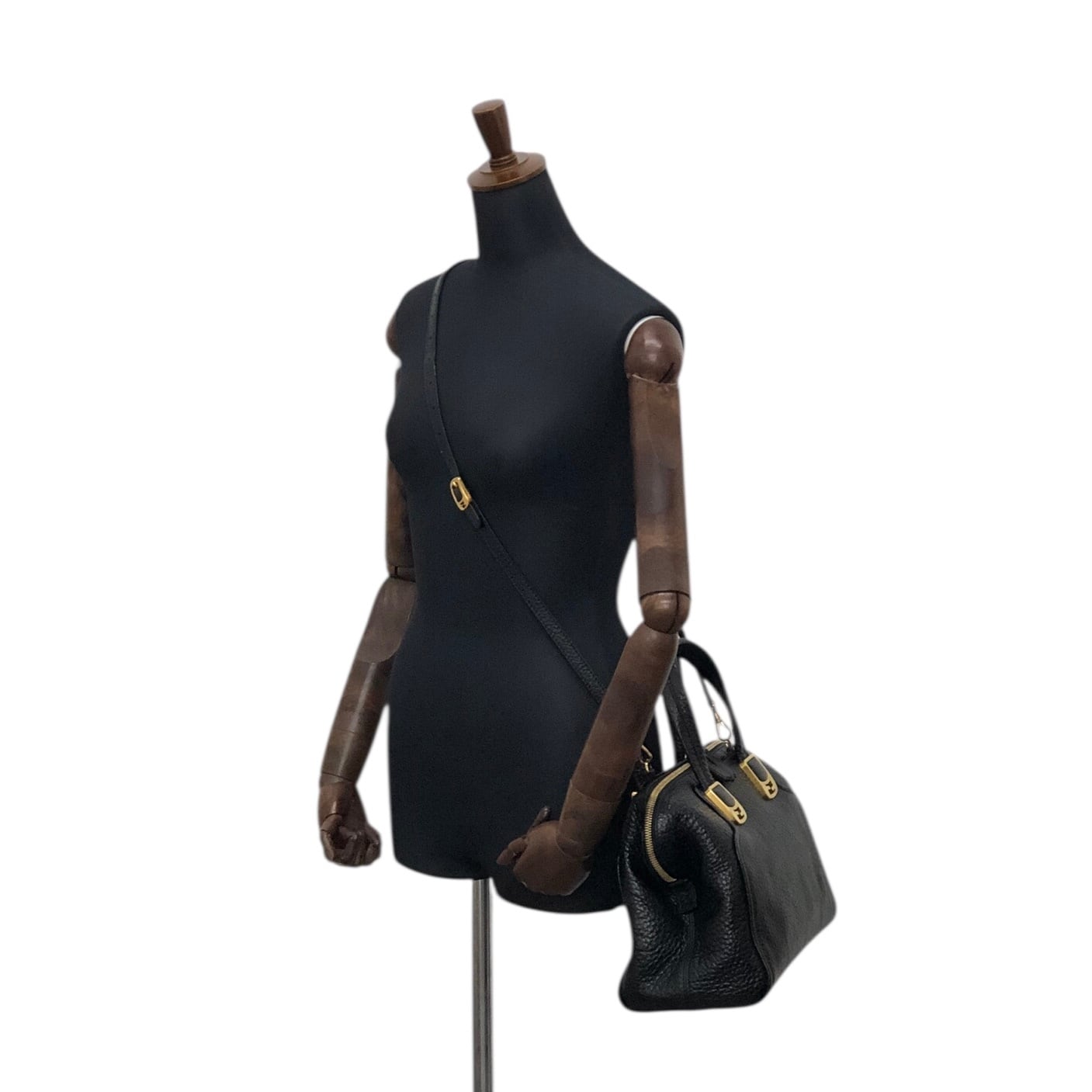 FENDI フェンディ カメレオン ショルダーバッグ ブラック レザー 2way