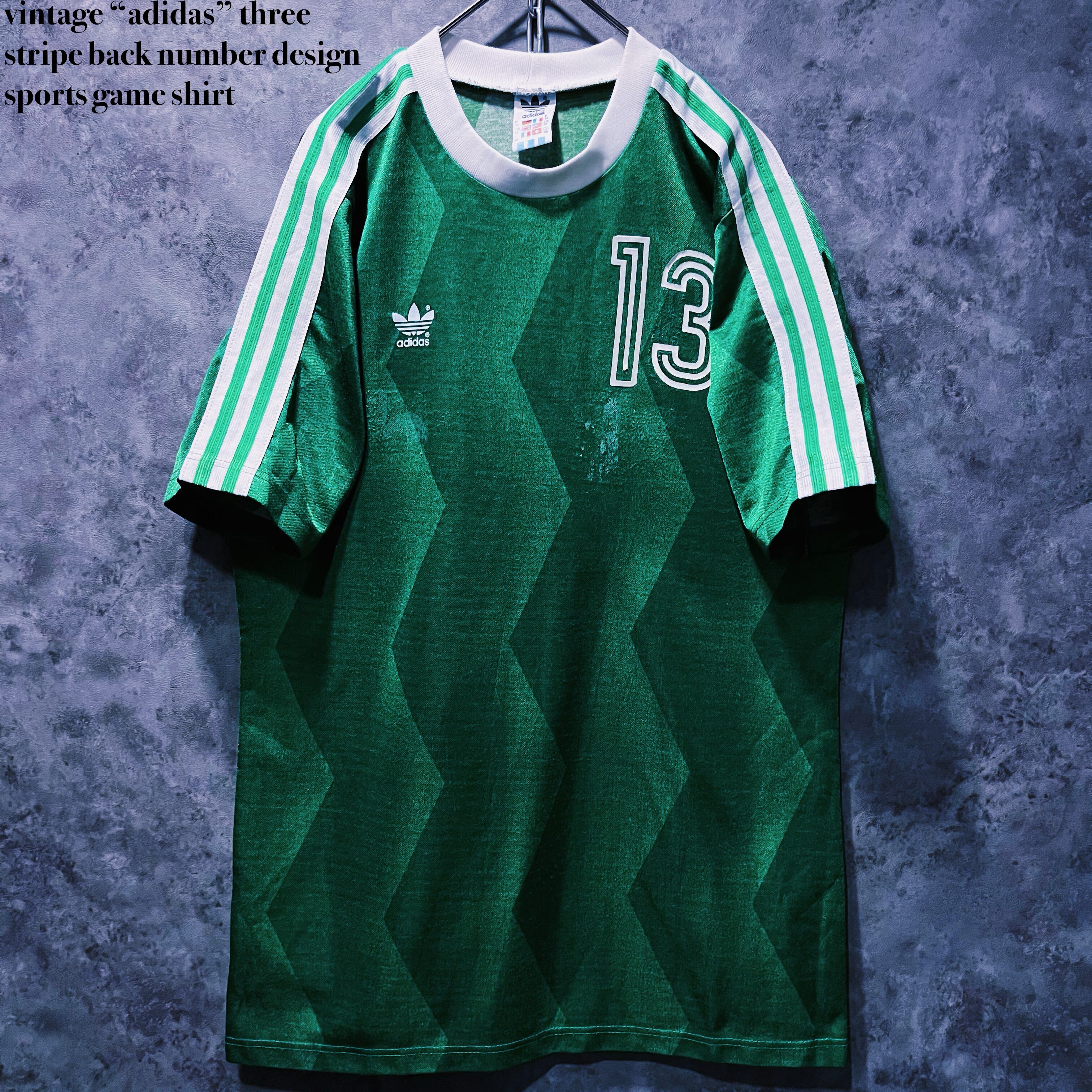 【doppio】vintage “adidas” three stripe back number design sports game shirt