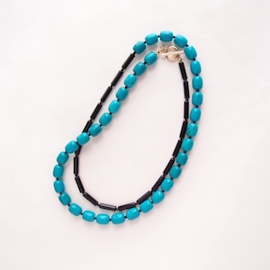 Magnesite Turquoise × Black Onyx Necklace／マグネサイトターコイズ × ブラックオニキス ネックレス