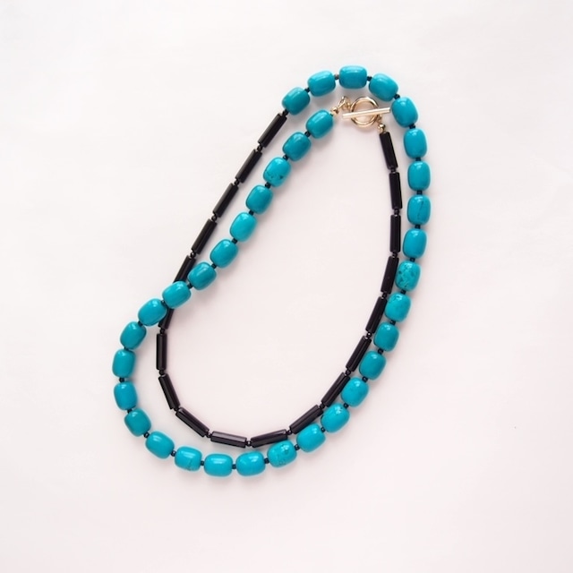 Magnesite Turquoise × Black Onyx Necklace／マグネサイトターコイズ × ブラックオニキス ネックレス