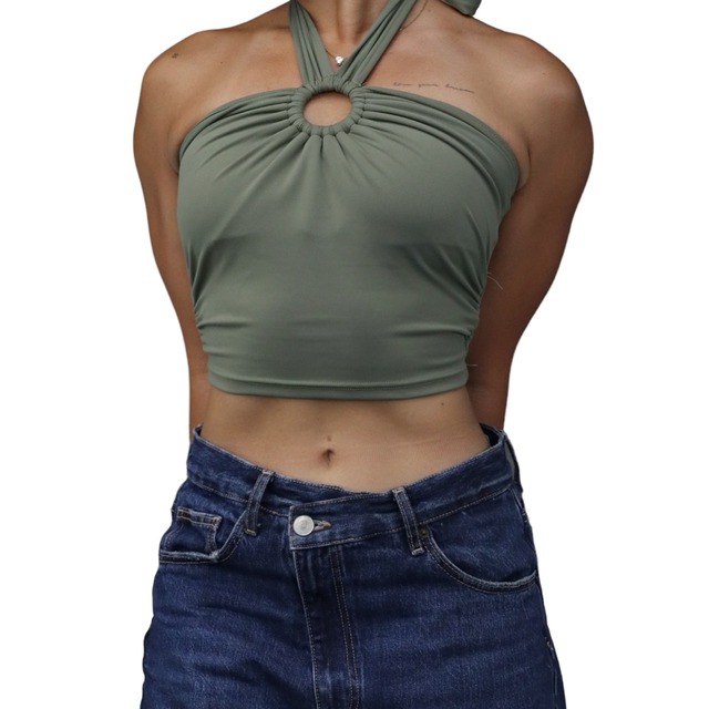 パッド付き　ホルターネックトップス2　アーミーグリーン