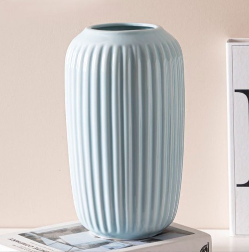 花瓶 フラワーベース セラミック 一輪挿し おしゃれ 置物 かわいい シンプル 花器 インテリア ホームデコ オシャレ 置き物 オーナメント クリエイティブ 陶器 ドライフラワー 造花 花入れ 円柱形 かびん グリーン ブルー 2種類