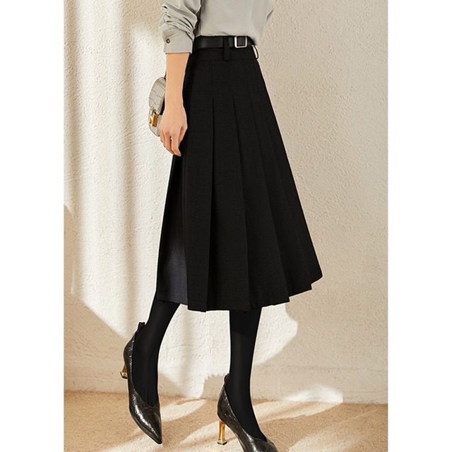 ワイドプリーツAラインミディスカート　JC0184