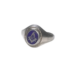 vintage c1977 silver signet ring " masonic "